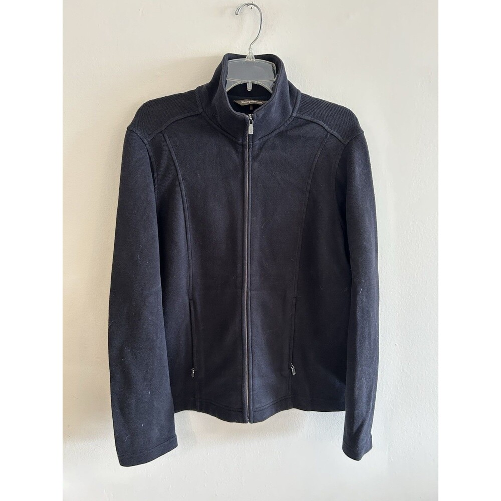 Vintage Tommy Bahama Black fleece jacket with zipper pockets Size M Cotton